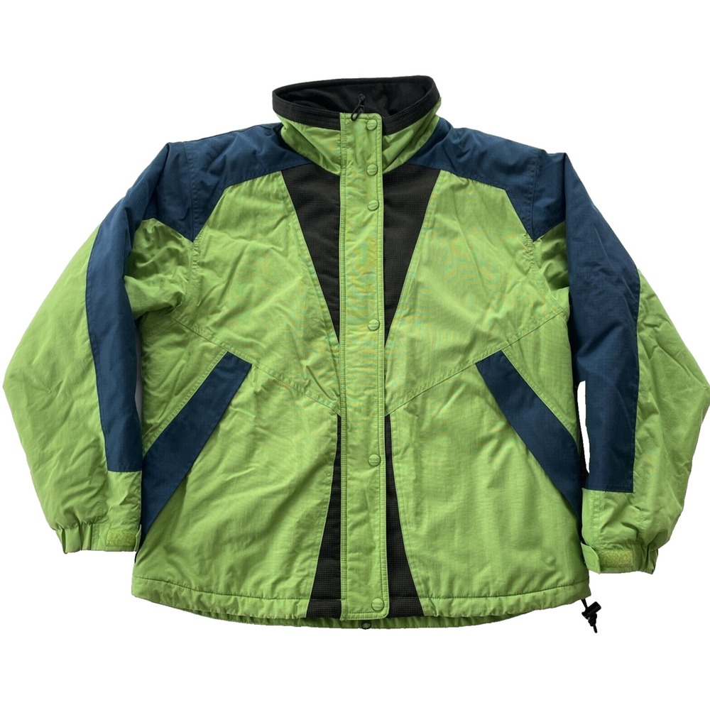 Womens L.L BEAN Green Navy Blue Black Primaloft Insulated Jacket M - No Hood VTG